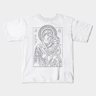 Icon of Virgin Mary and Jesus (white background) Kids T-Shirt